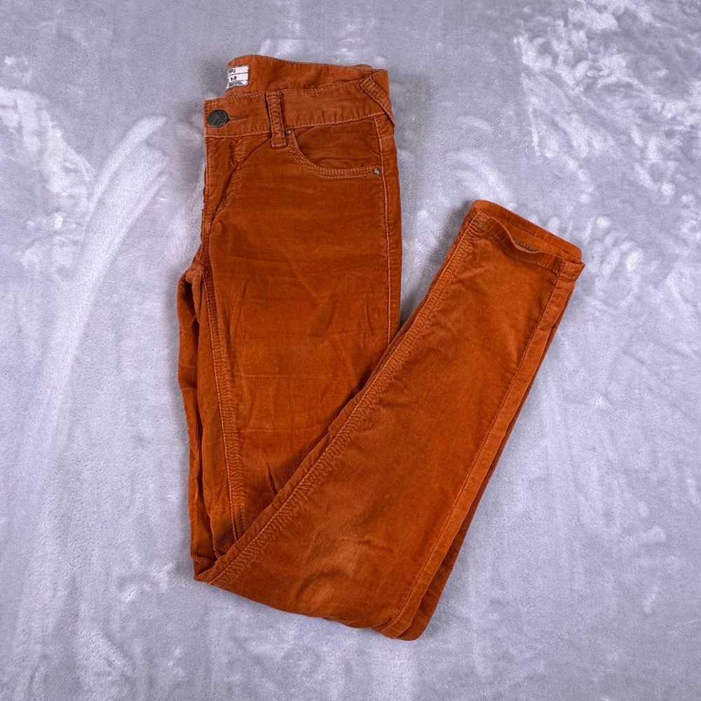 Free People Womens Burnt Orange Corduroy Skinny Pants Low Rise Size 28 Rust